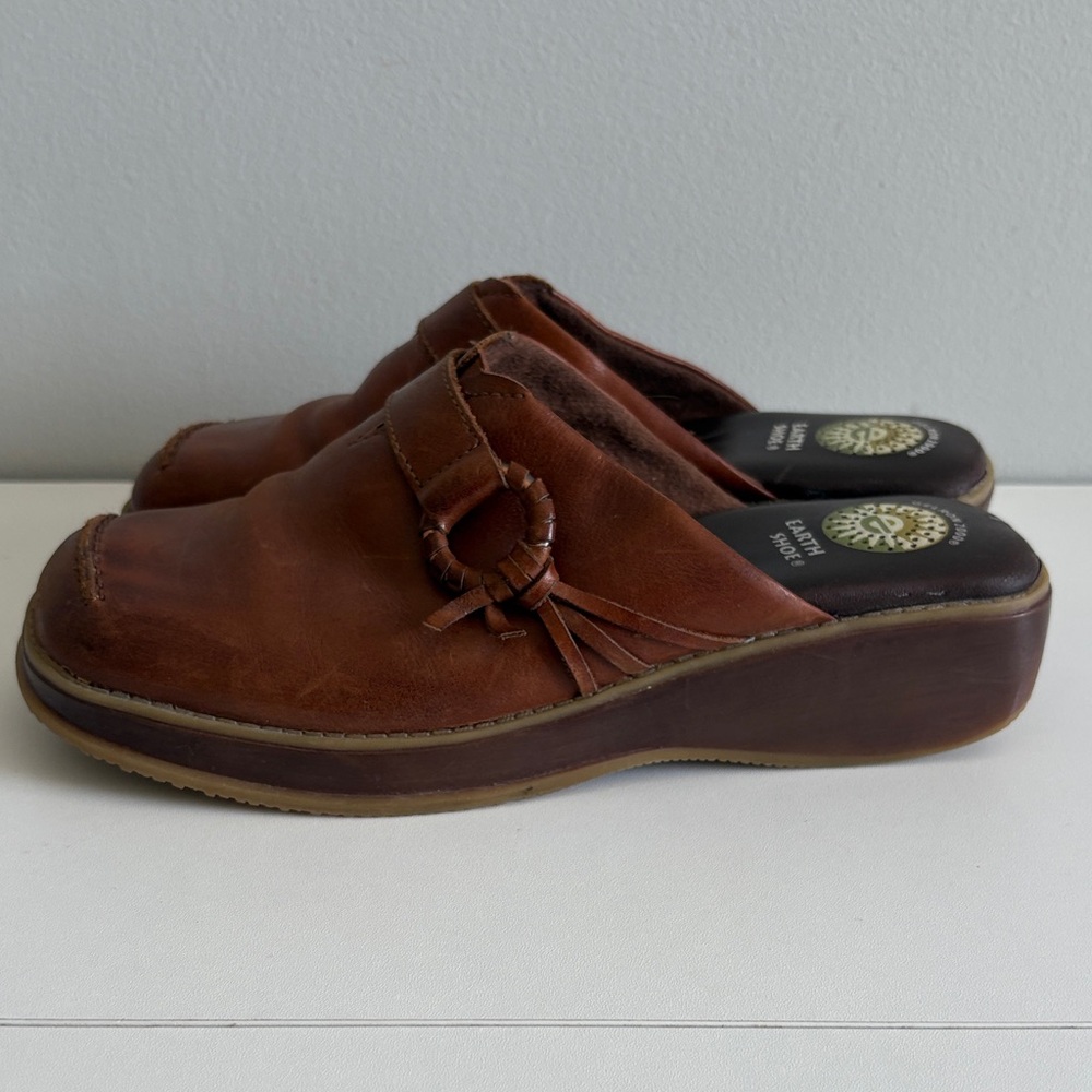 Earth Shoe‎ Gelron 2000 Brown Leather Clogs Mule Slides Womens 7 Boho Comfort